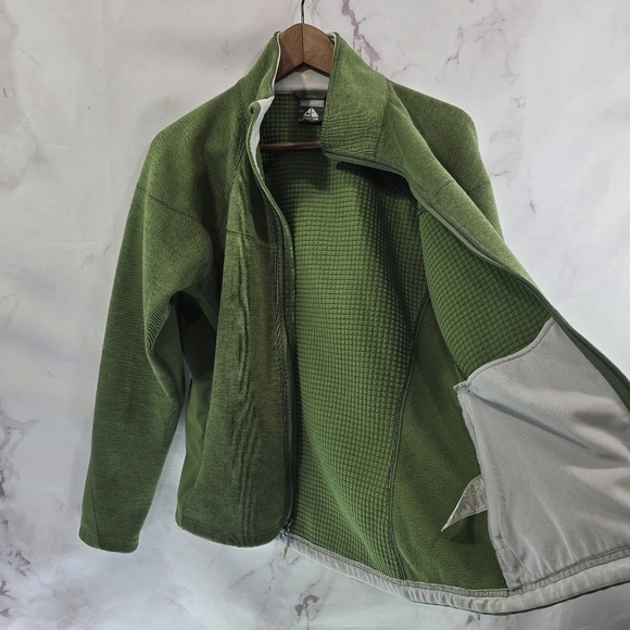 Nike Jacket Womens Medium Green ACG Full Zip Vintage Fleece Hooded Y2K - Picture 9 of 13